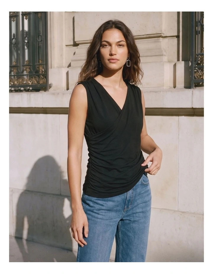 Kira Draped Top in Black image 1