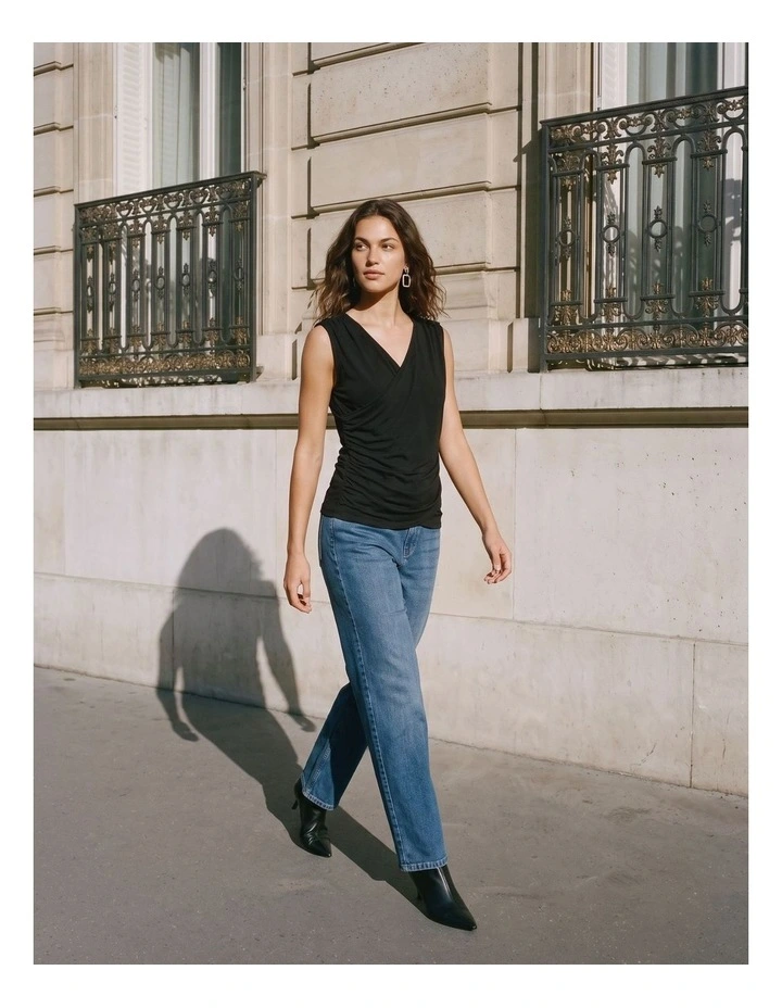 Kira Draped Top in Black image 2