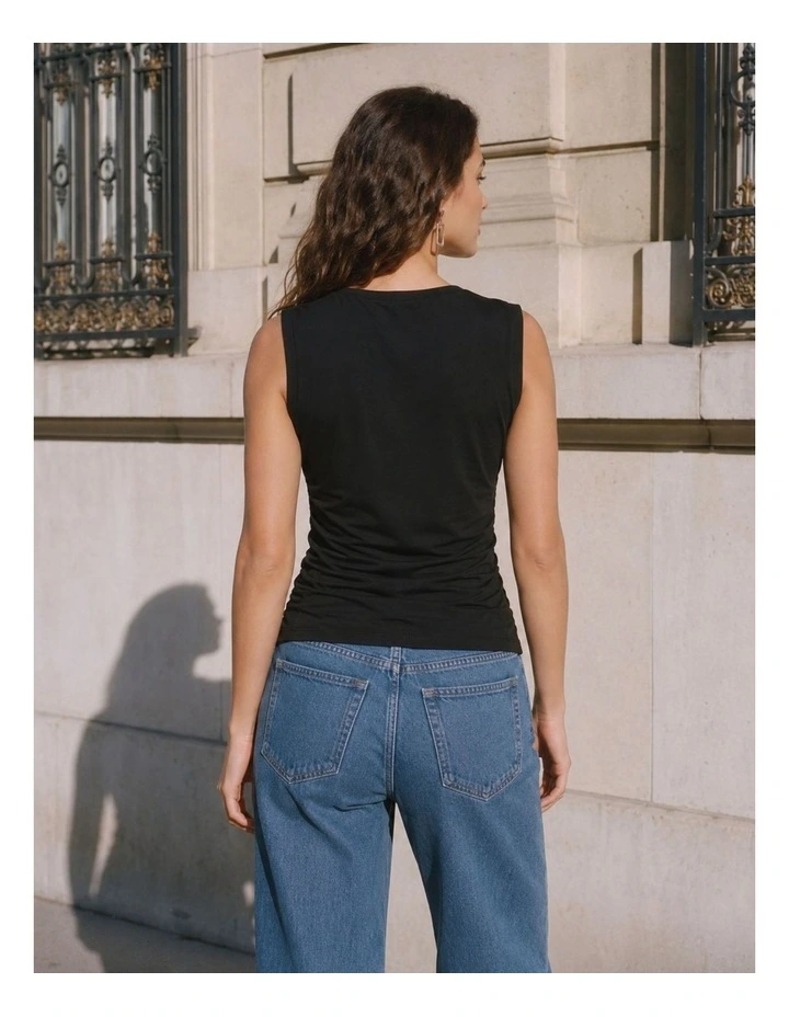 Kira Draped Top in Black image 3