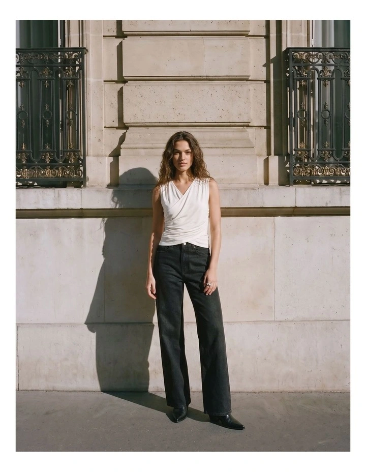 Kira Drape Top in White image 2