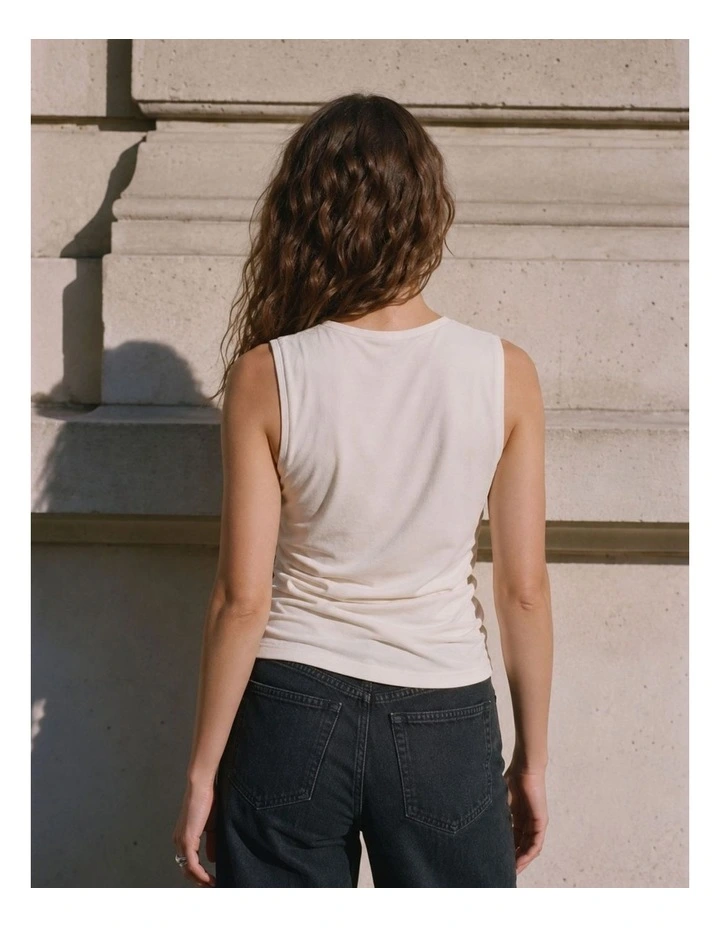 Kira Drape Top in White image 3
