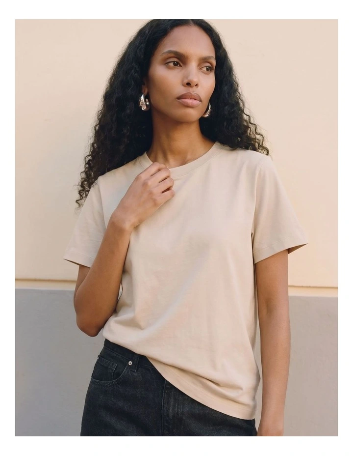 Naima Cotton T-Shirt in Beige image 1