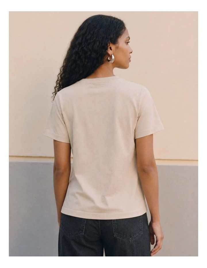 Naima Cotton T-Shirt in Beige image 3