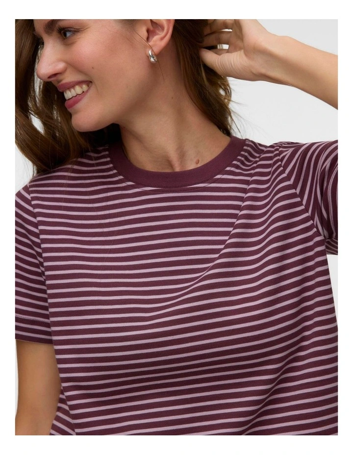 Jada Naima Cotton Stripe T-Shirt in Purple image 2