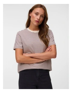 Jada Naima Cotton Stripe T-Shirt in Burgundy