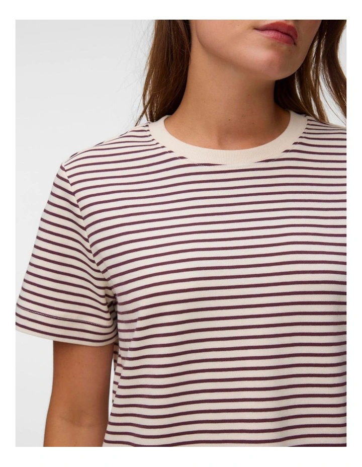 Jada Naima Cotton Stripe T-Shirt in Burgundy image 2
