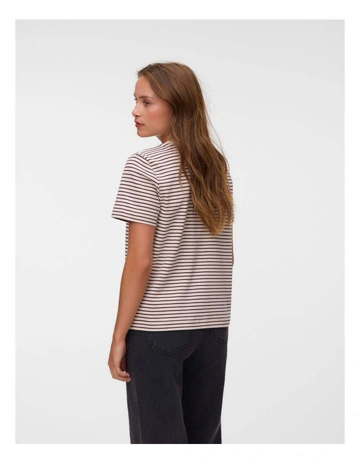 Jada Naima Cotton Stripe T-Shirt in Burgundy image 3