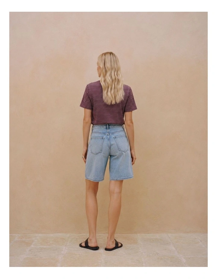 Jada Naima Cotton Stripe T-Shirt in Burgundy image 3