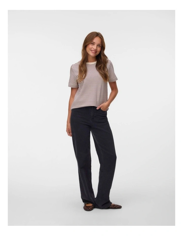 Jada Naima Cotton Stripe T-Shirt in Burgundy image 4
