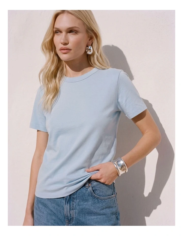 Naima Cotton T-Shirt in Pale Blue image 1