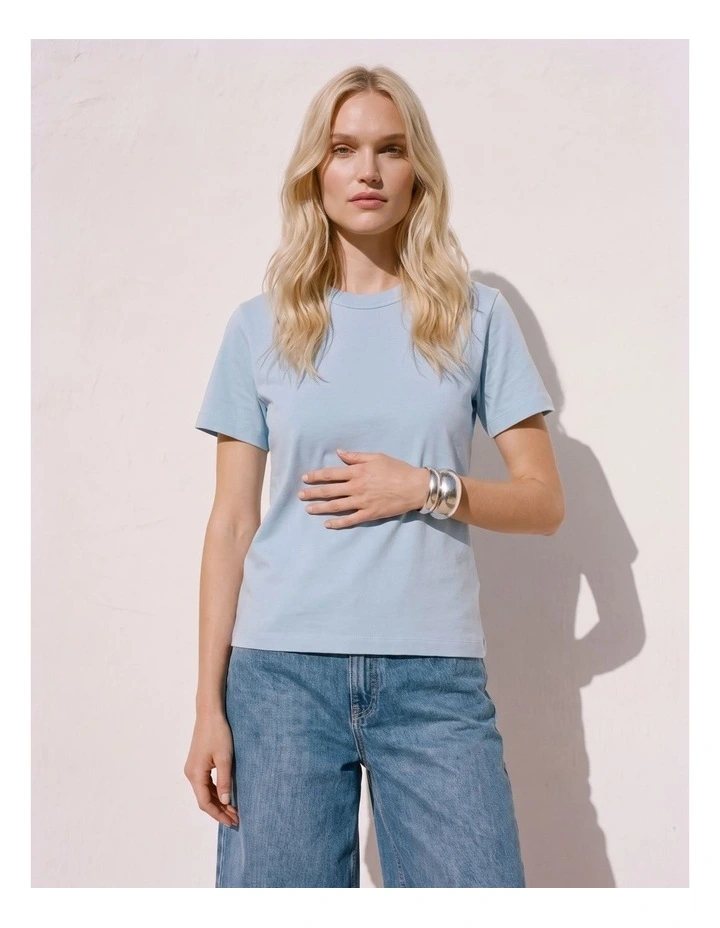 Naima Cotton T-Shirt in Pale Blue image 2