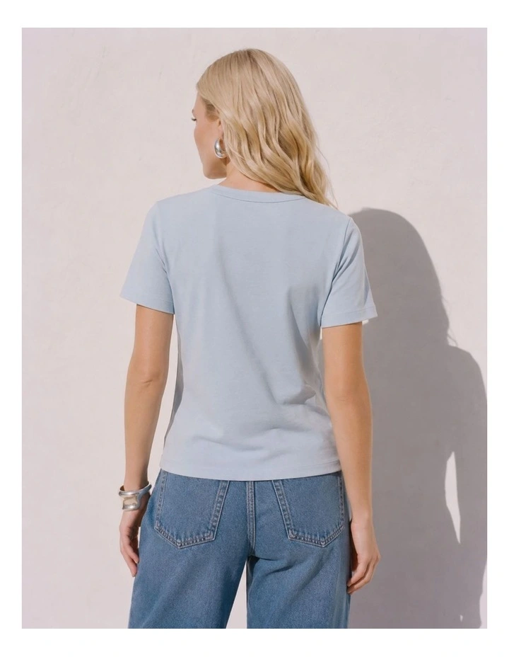 Naima Cotton T-Shirt in Pale Blue image 3