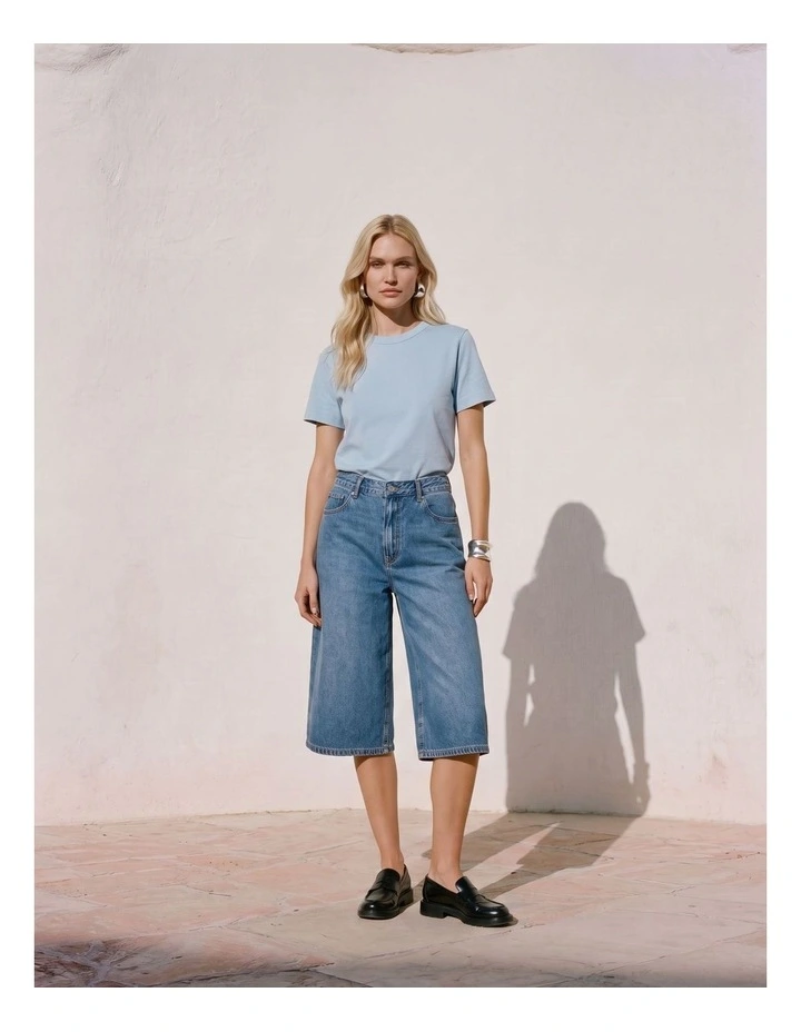 Naima Cotton T-Shirt in Pale Blue image 4