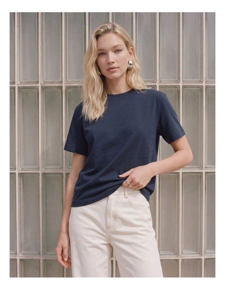 Naima Cotton T-Shirt in Navy image 1