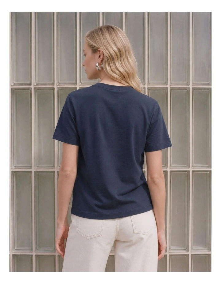 Naima Cotton T-Shirt in Navy image 4