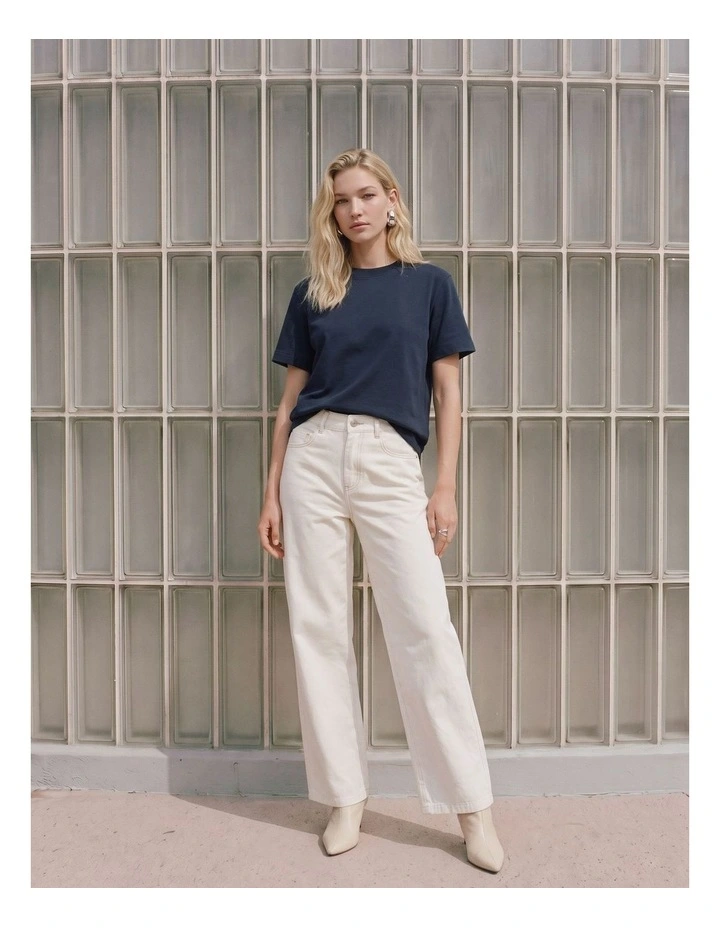 Naima Cotton T-Shirt in Navy image 5