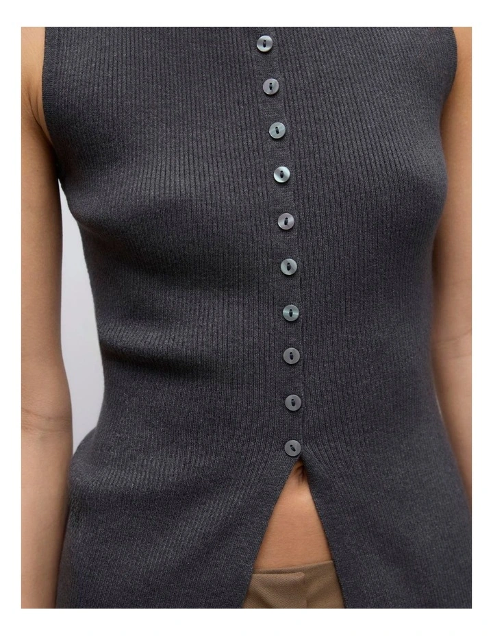 Ukino Knit Buttoned Vest in Grey image 2