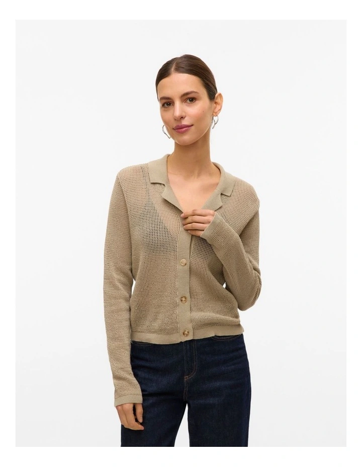 Saga Buttoned Knit Cardigan in Moss image 1