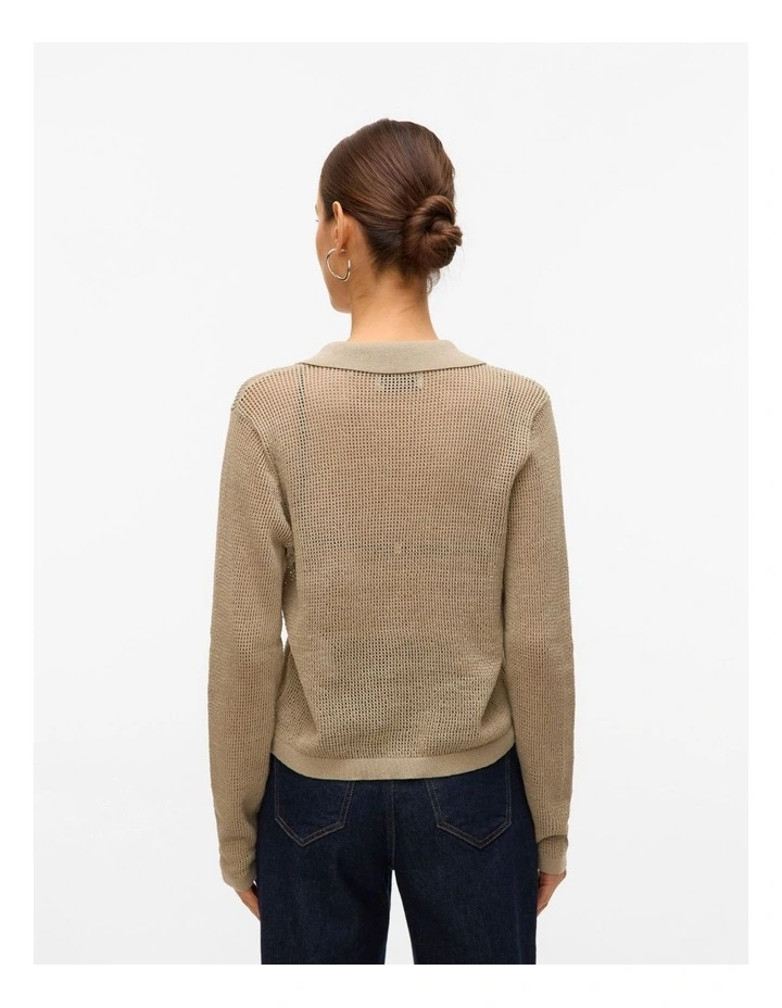 Saga Buttoned Knit Cardigan in Moss image 3