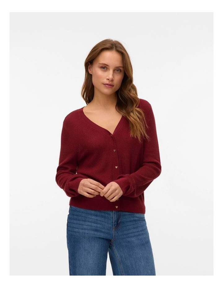 Newlex V-Neck Heart Cardigan in Red image 1