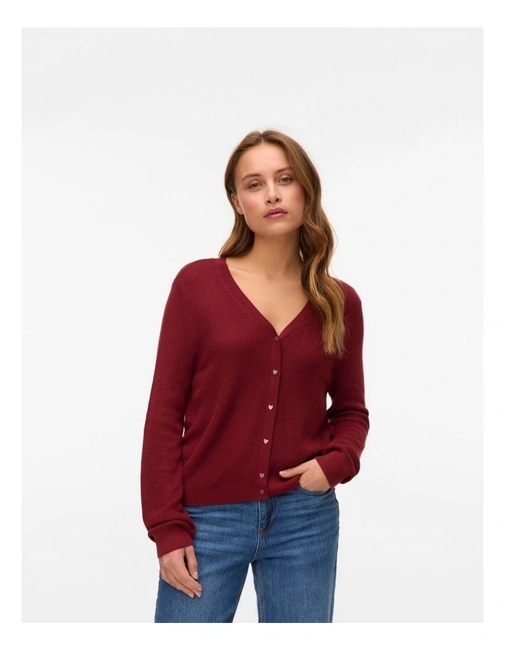 Newlex V-Neck Heart Cardigan in Red image 2