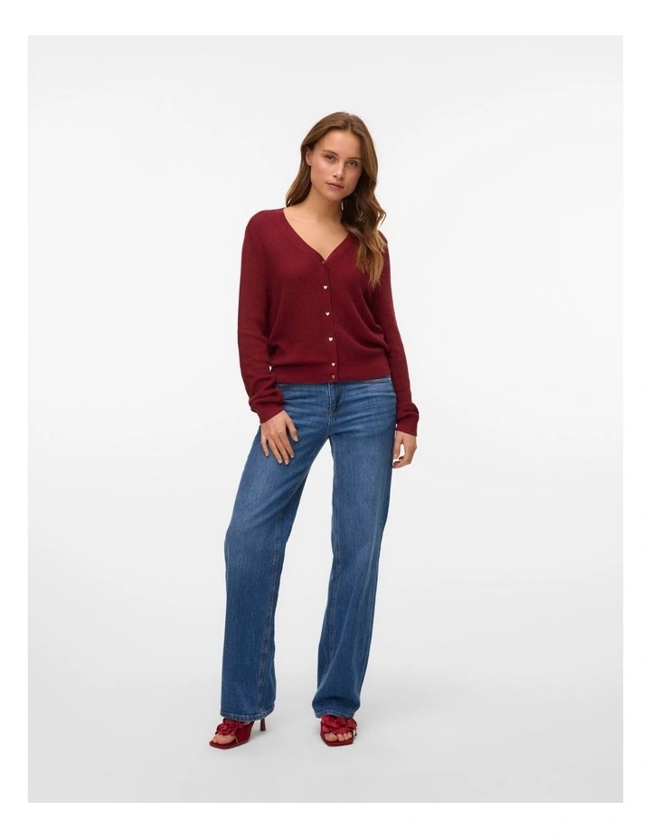 Newlex V-Neck Heart Cardigan in Red image 5