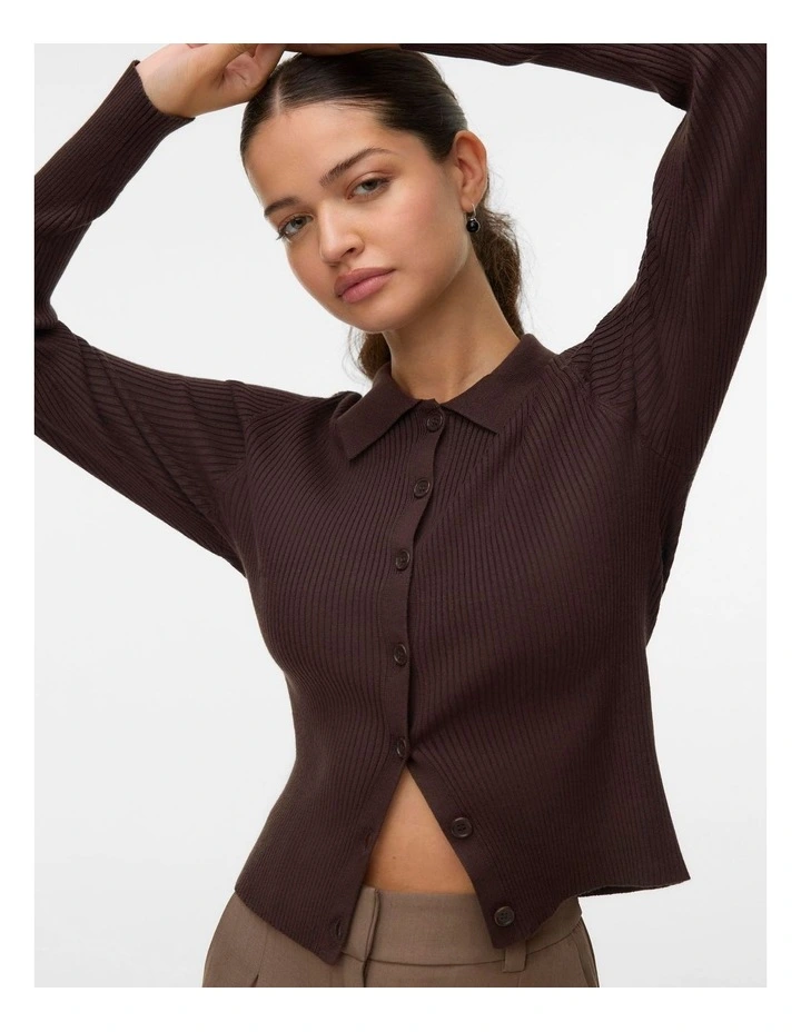 Vadin Poloneck Cardigan in Chocolate image 1
