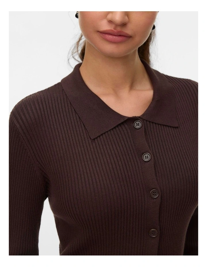Vadin Poloneck Cardigan in Chocolate image 2