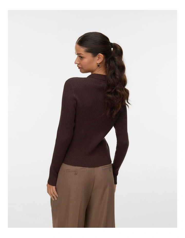 Vadin Poloneck Cardigan in Chocolate image 3