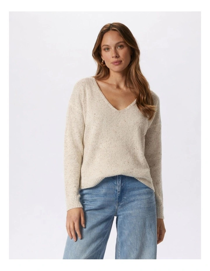 Tabita V Neck Knit in Oatmeal image 1
