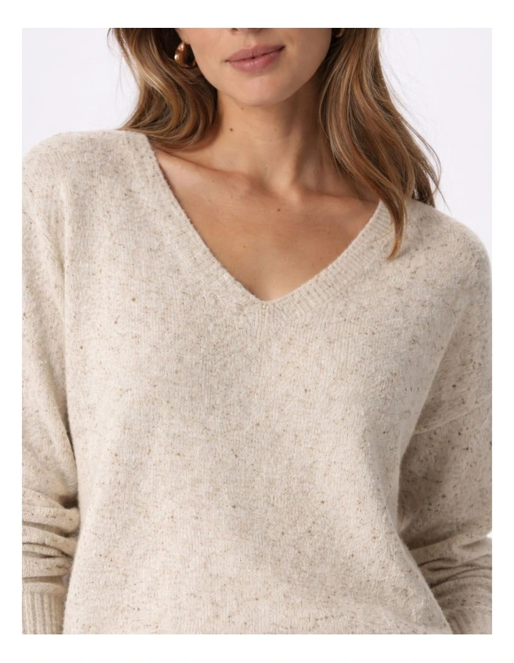 Tabita V Neck Knit in Oatmeal image 2