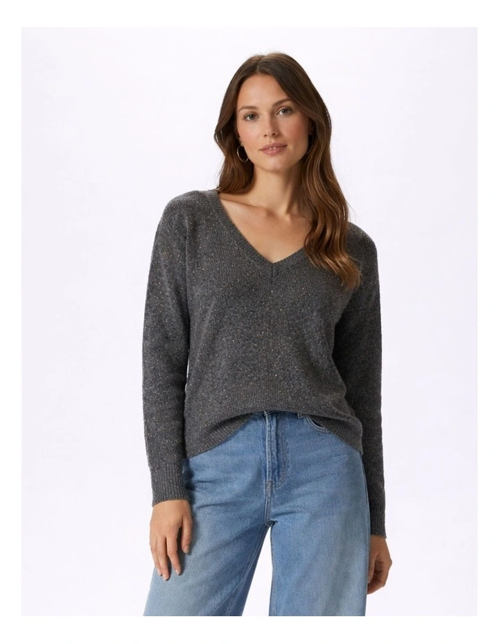 Tabita V Neck Knit in Grey image 1