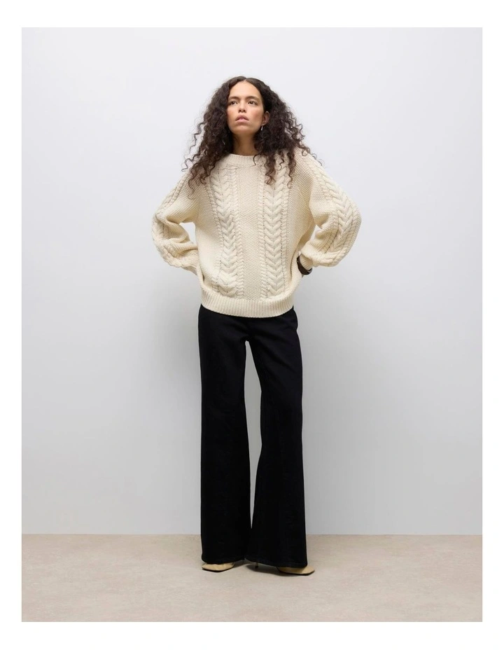 Toa Long Sleeve Cable Knit in Oatmeal image 3