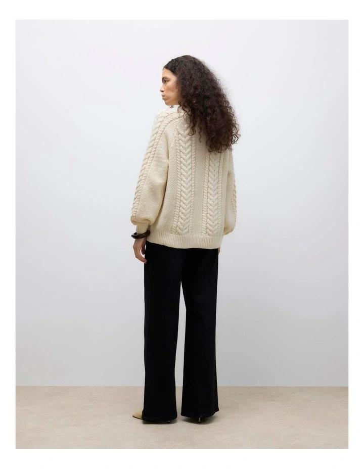 Toa Long Sleeve Cable Knit in Oatmeal image 4