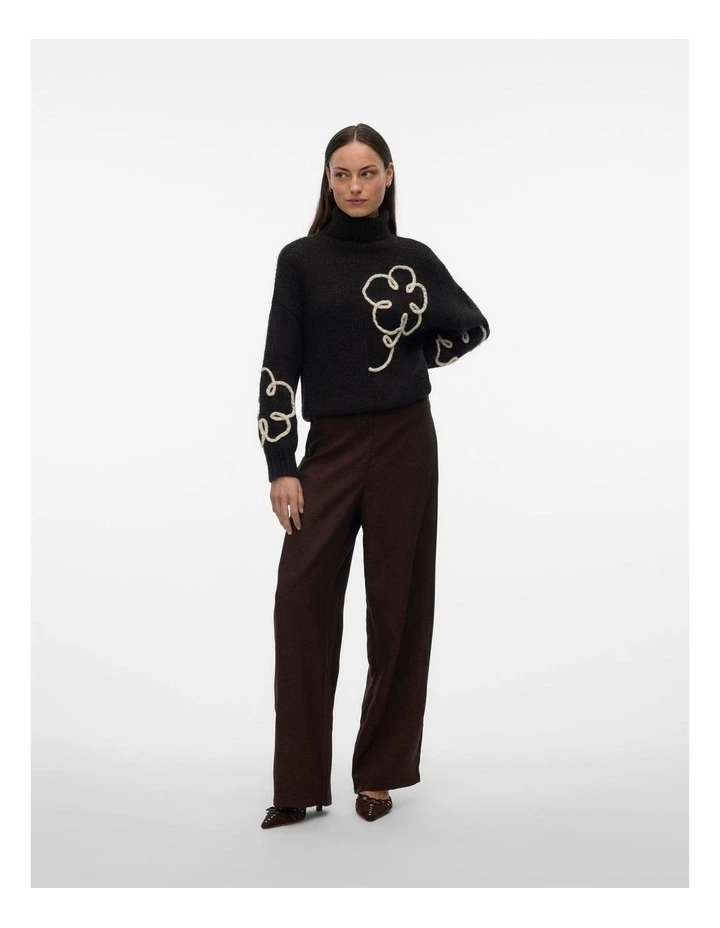 Fatima Embroidered Knit Top in Chocolate image 4