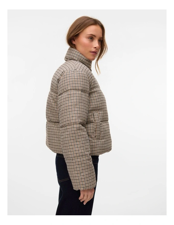 Lyon Short Printed Padded Jacket in Beige image 3