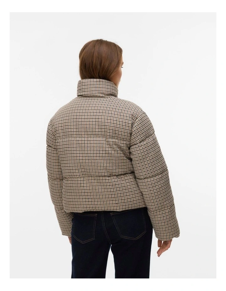 Lyon Short Printed Padded Jacket in Beige image 4