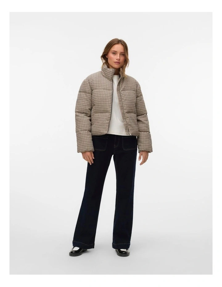 Lyon Short Printed Padded Jacket in Beige image 5