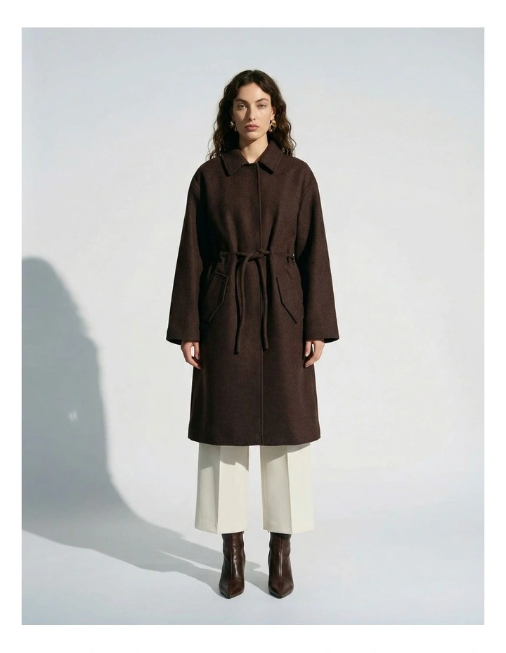 Fortune Michelle Long Coat in Chocolate image 1