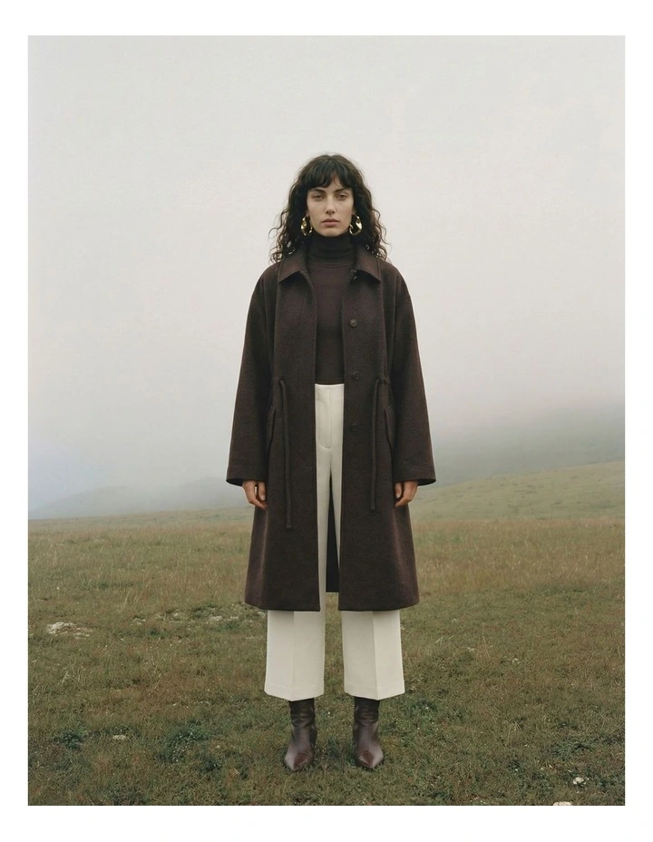 Fortune Michelle Long Coat in Chocolate image 3