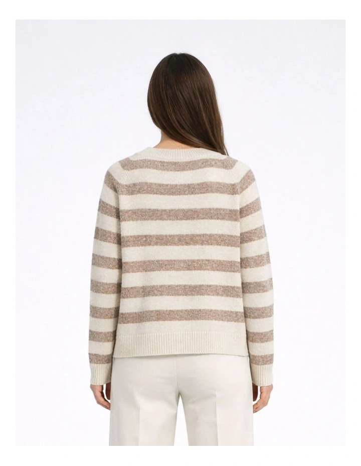 Doffy Long Sleeve Striped Knit in Oatmeal image 2