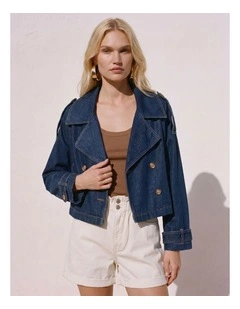 Lelou Cropped Dark Denim Jacket