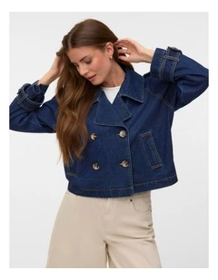 Lelou Cropped Dark Denim Jacket