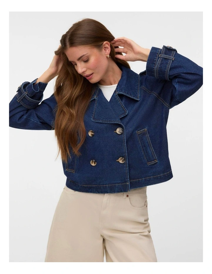 Lelou Cropped Dark Denim Jacket image 1