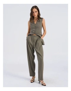 Sira High Waisted Tailored Pant in Khaki