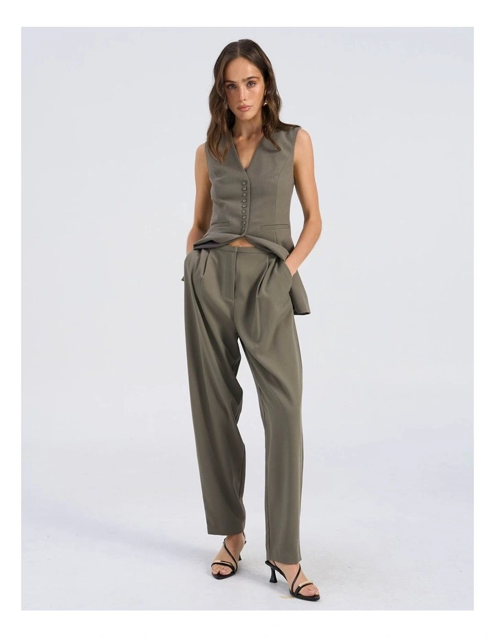 Sira High Waisted Tailored Pant in Khaki image 1