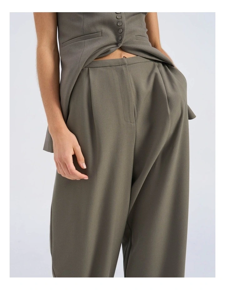 Sira High Waisted Tailored Pant in Khaki image 2