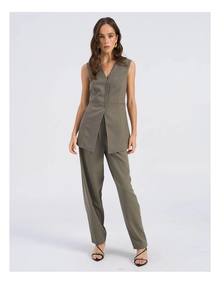 Sira High Waisted Tailored Pant in Khaki image 3