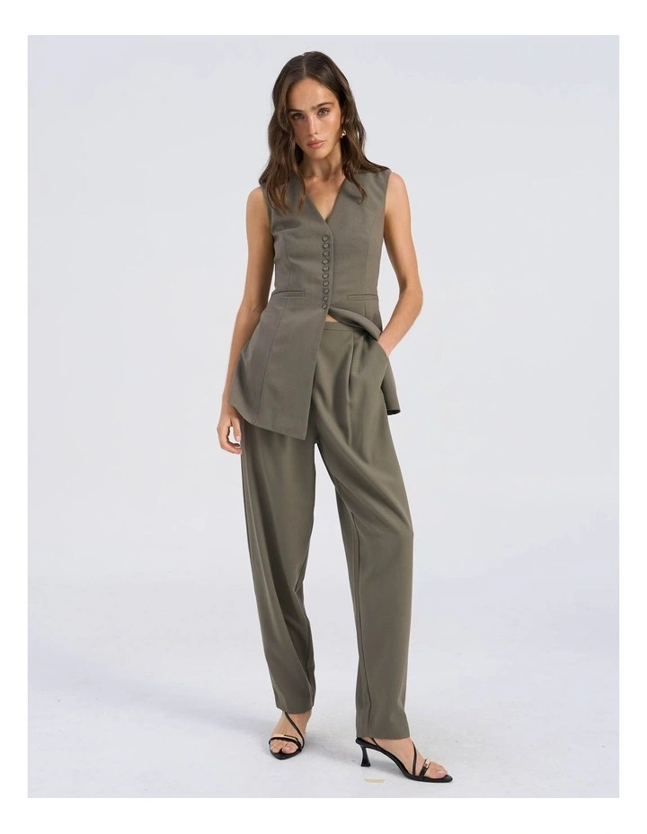 Sira High Waisted Tailored Pant in Khaki image 4
