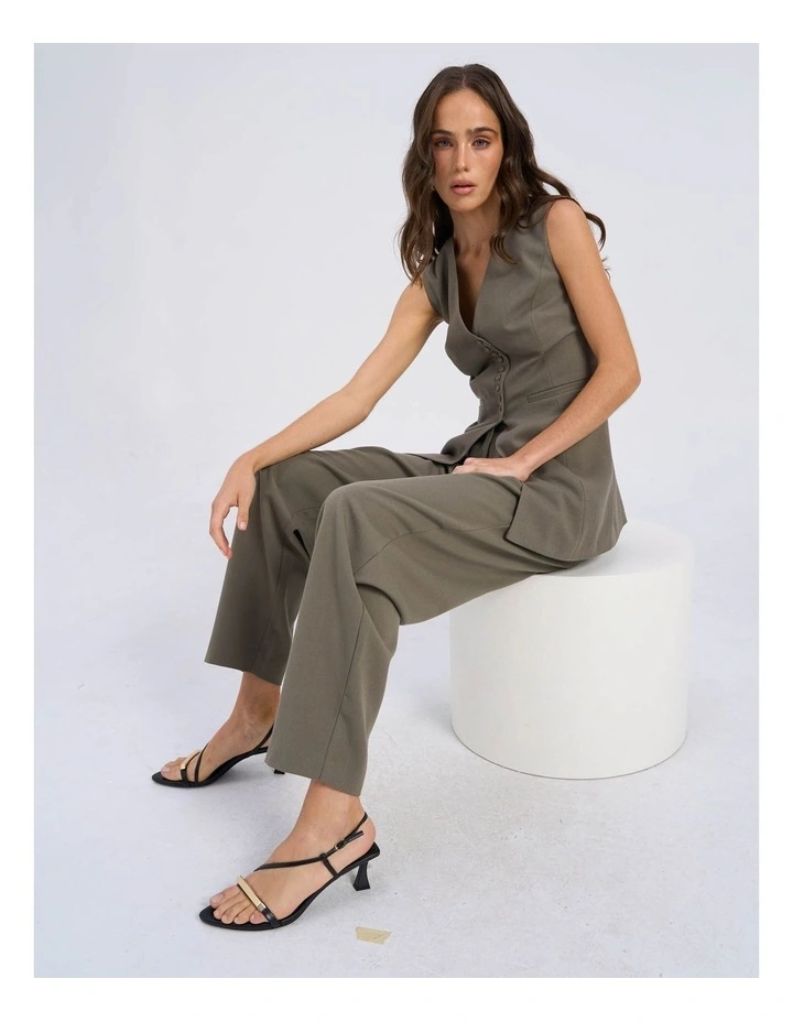 Sira High Waisted Tailored Pant in Khaki image 7